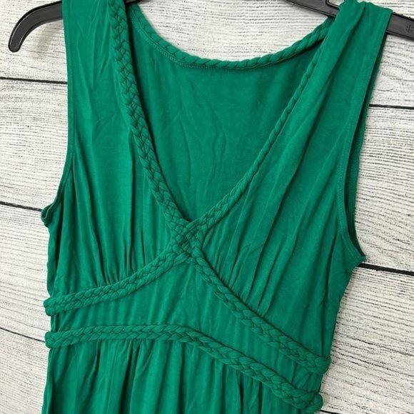 Green Sleeveless Braided Trim Midi Dress S - Picture 2 of 2